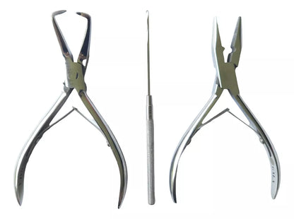 Kit Pinzas Aplicacion De Extensiones Grapa Anillas 3 Piezas