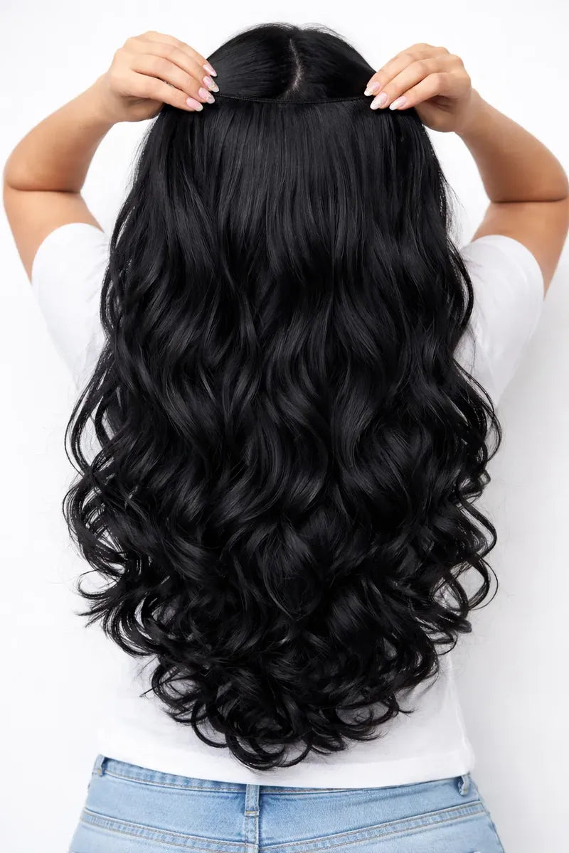 Extension Halo Gala Extra Volumen Ondulada Clip In 1 Cortina 22 Pulgadas #1B