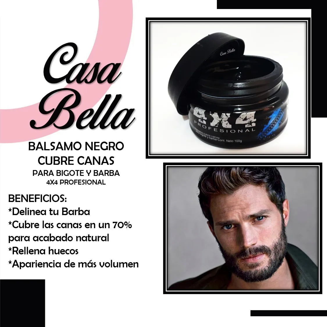 Balsamo Cubre Canas Para Bigote Y Barba 4x4 Profesional 100g