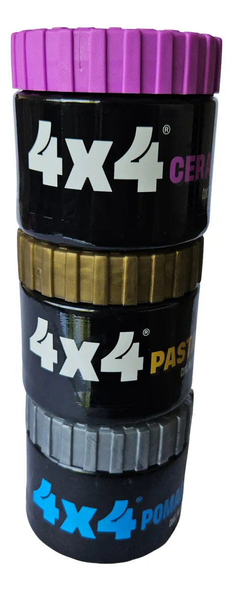 4x4 Pack De Pomada + Cera + Pasta De 100gr Para Cabello