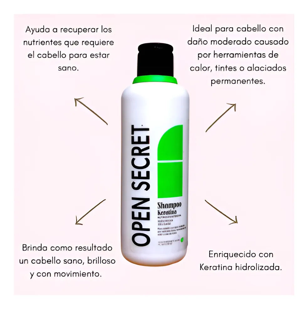 Shampo Keratina Nutrición Intensiva 300ml Open Secret