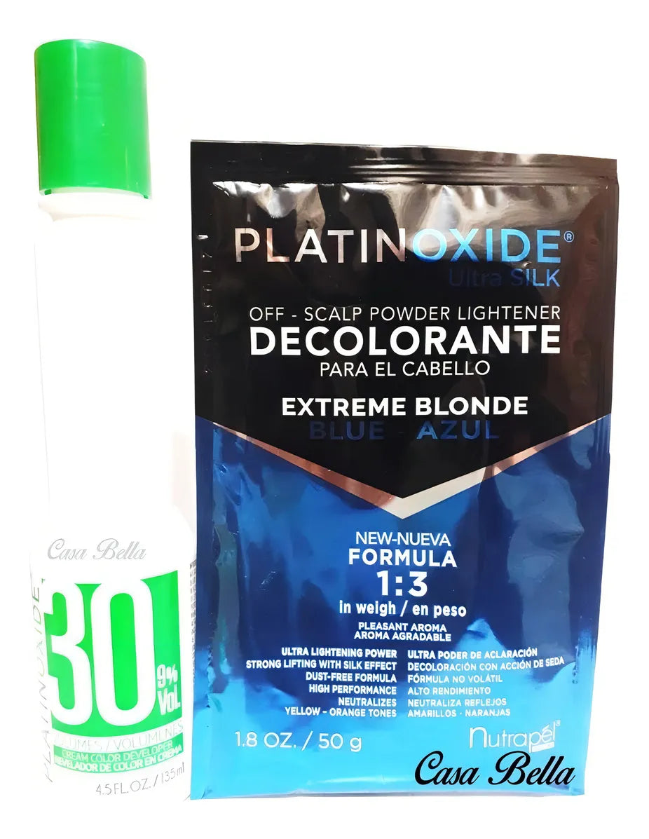 Decolorante Nutrapel Platinoxide tono azul para cabello