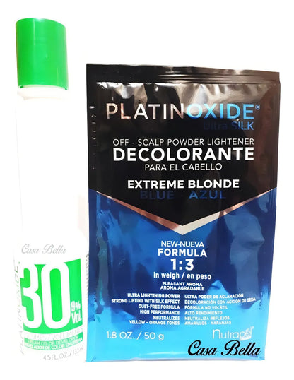 Decolorante Nutrapel Platinoxide tono azul para cabello