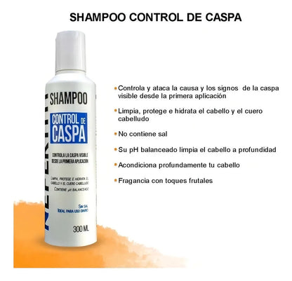 Shampoo Sin Sal Para Control De Caspa Nefertiti 300ml