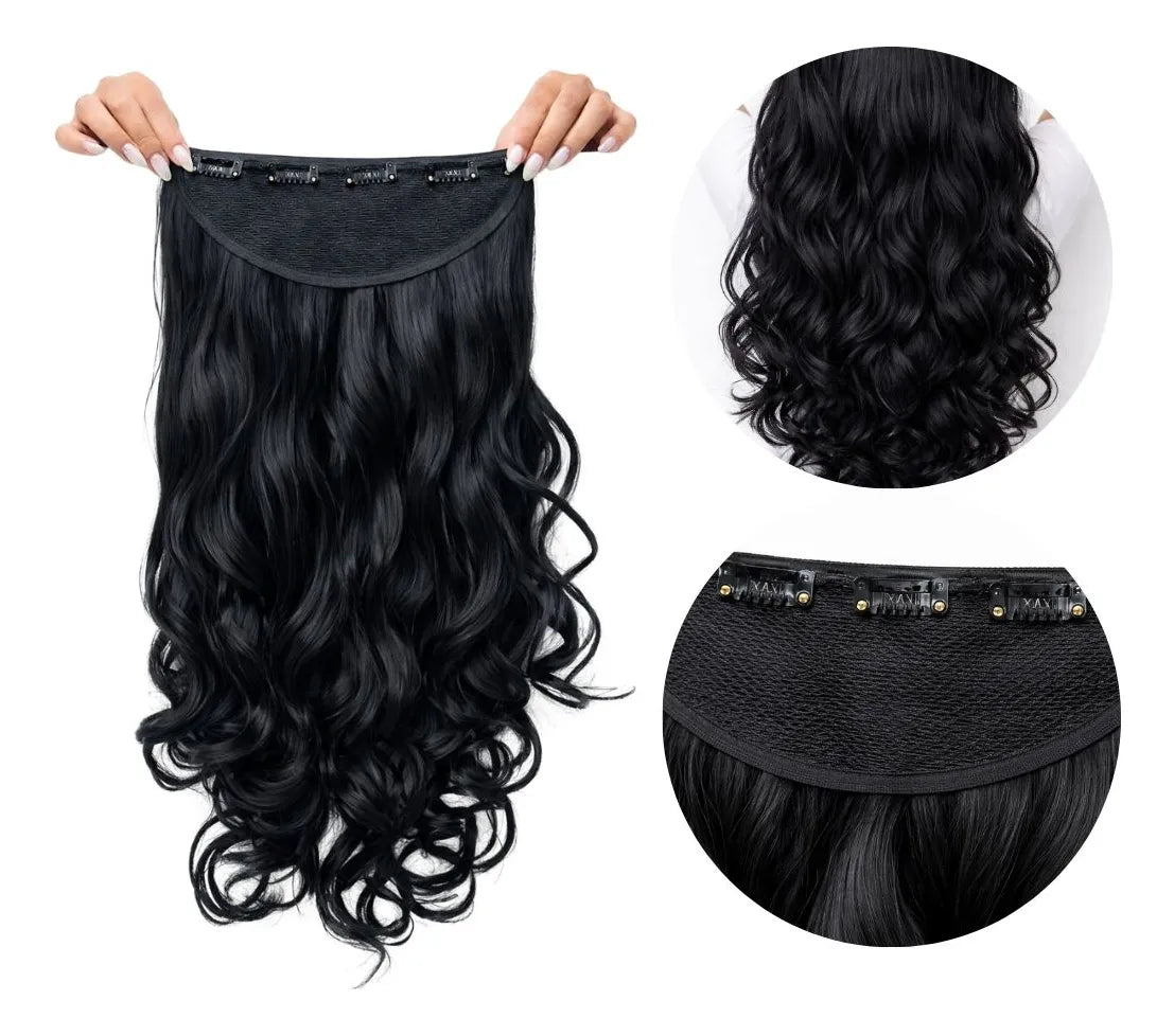 Extension Halo Gala Extra Volumen Ondulada Clip In 1 Cortina 22 Pulgadas #1B