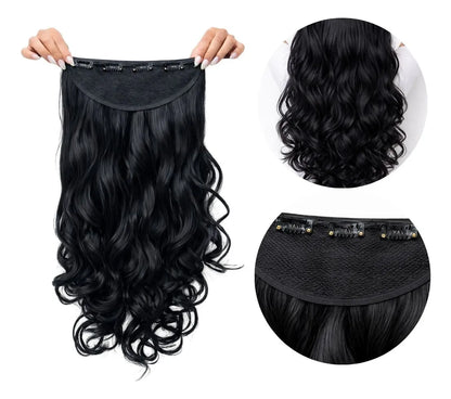 Extension Halo Gala Extra Volumen Ondulada Clip In 1 Cortina 22 Pulgadas #1B