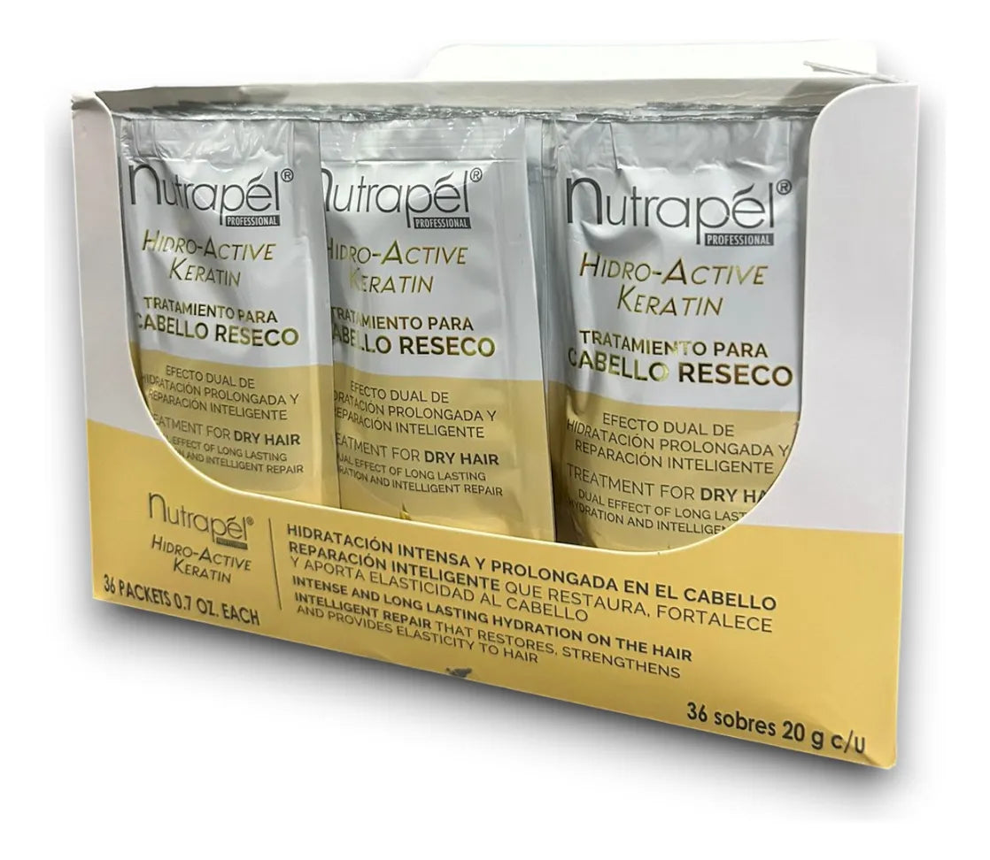 Nutrapel Tratamiento Hidro Active Keratin Sachets 36 Pzas.
