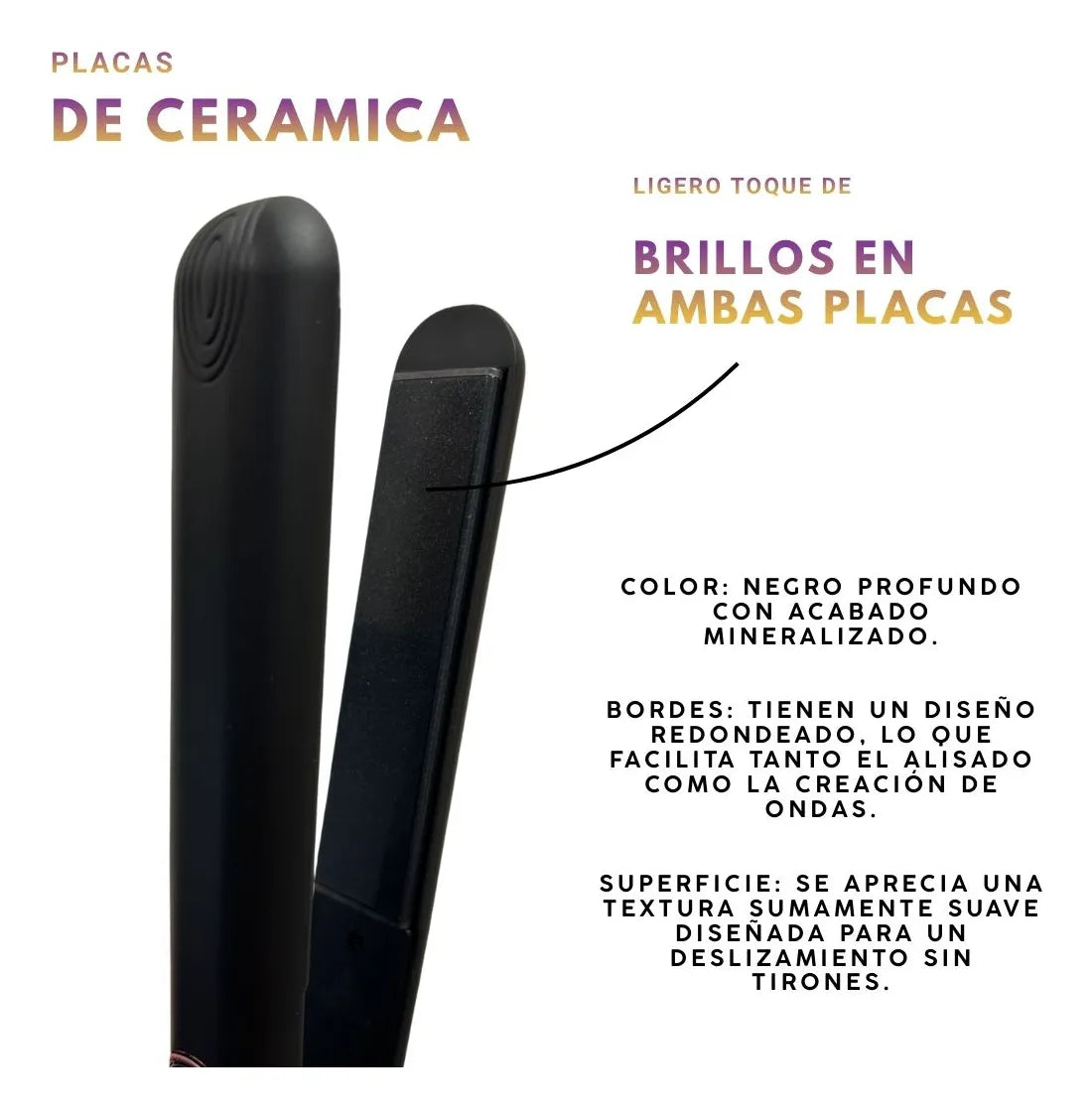 Plancha Profesional Para Cabello Placas Cerámica Negro