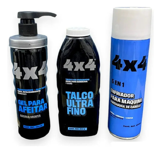 Gel Para Afeitar + Enfriador De Maquinas + Talco Ultra 4x4