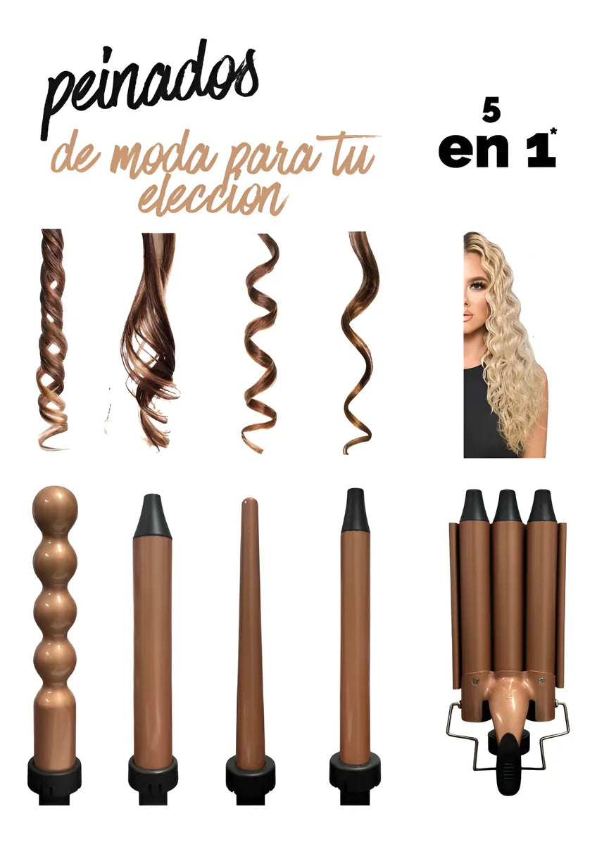Ferro Rizadora De Cabello Cerámica Profesional 5 En 1