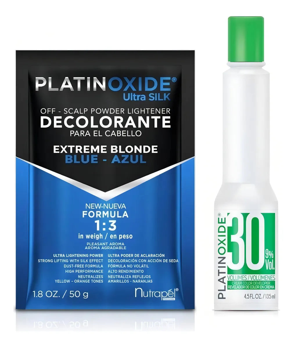 Decolorante Nutrapel Platinoxide tono azul para cabello