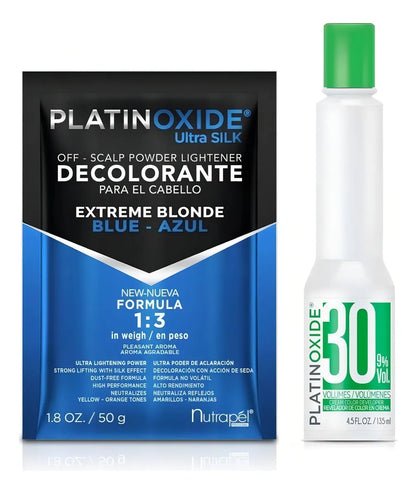 Decolorante Nutrapel Platinoxide tono azul para cabello