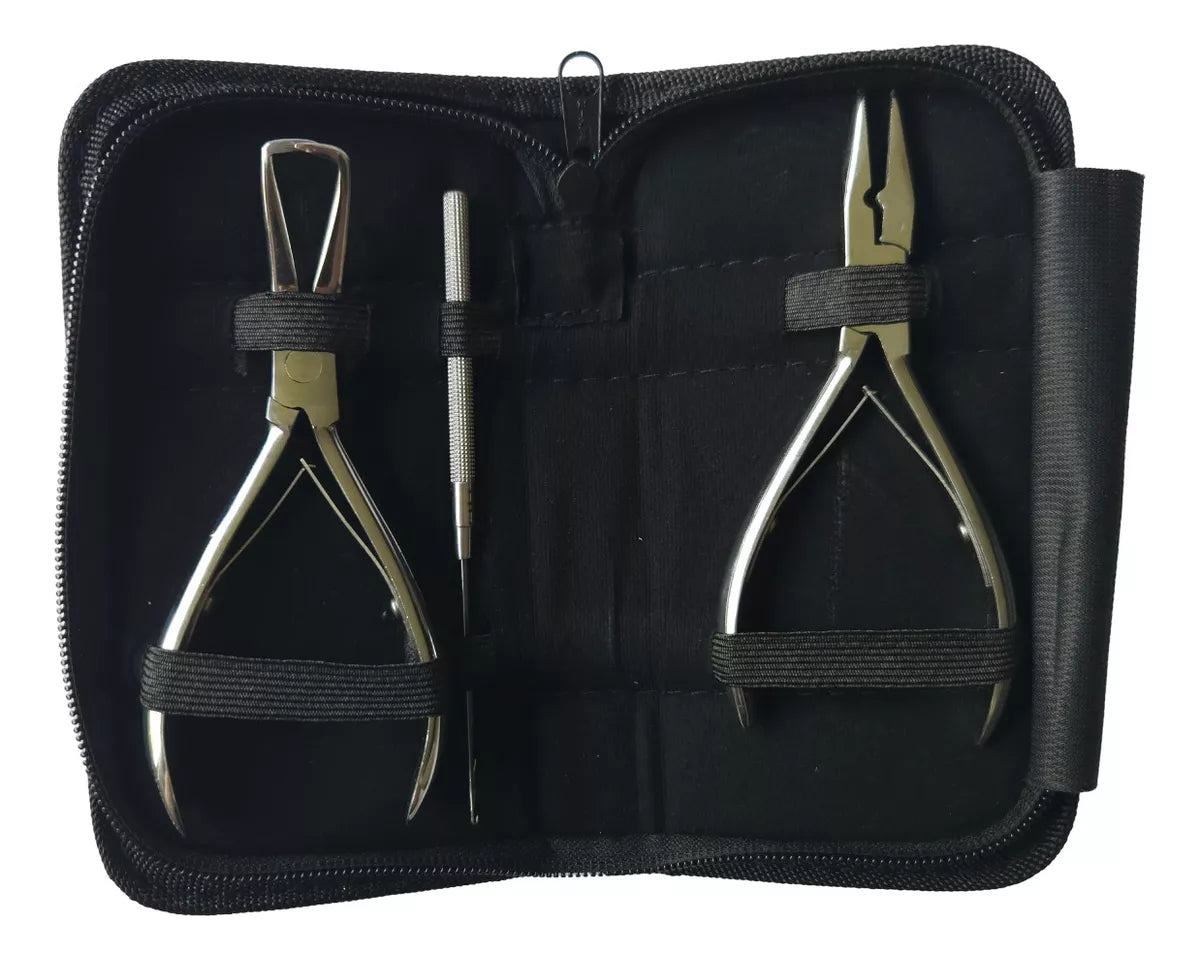 Kit Pinzas Aplicacion De Extensiones Grapa Anillas 3 Piezas
