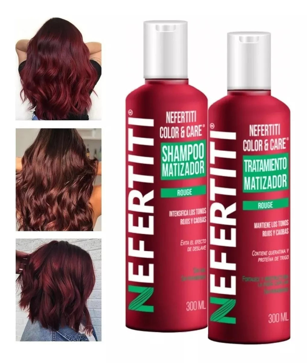 Shampo Matizador Y Tratamiento Nefertiti Color&care Rouge