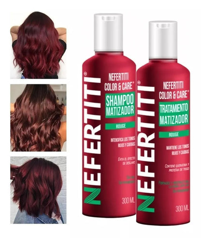 Shampo Matizador Y Tratamiento Nefertiti Color&care Rouge