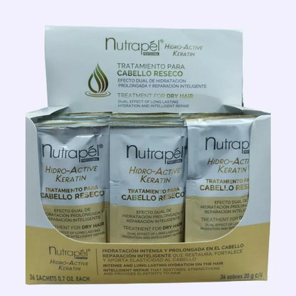 Nutrapel Tratamiento Hidro Active Keratin Sachets 36 Pzas.