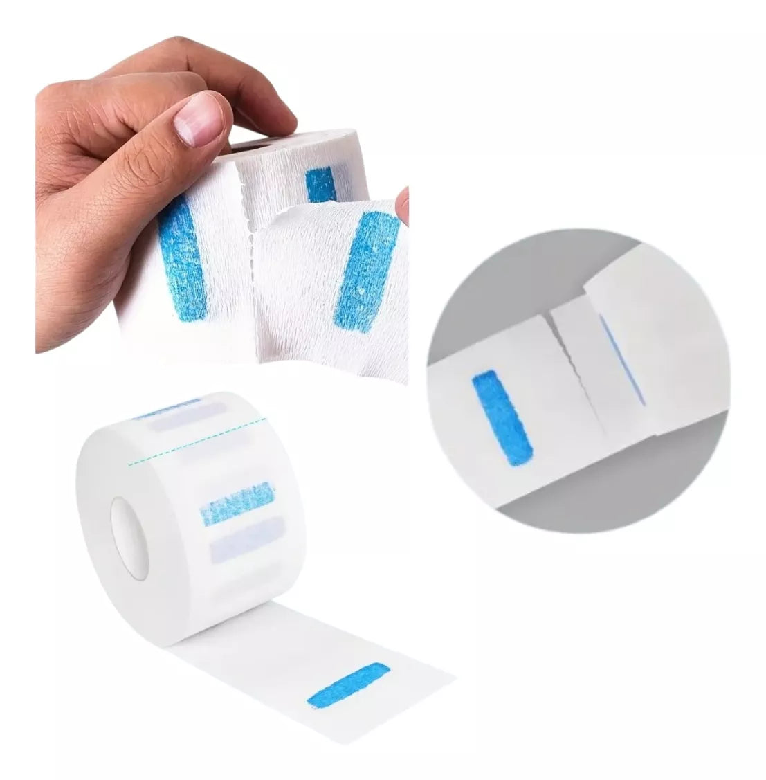 500 Tiras Papel Cuello Barberia Peluqueria Con Pegamento