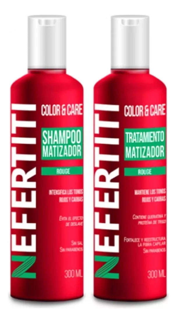 Shampo Matizador Y Tratamiento Nefertiti Color&care Rouge