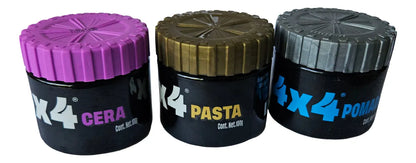 4x4 Pack De Pomada + Cera + Pasta De 100gr Para Cabello