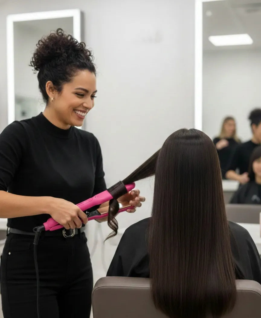 Plancha Profesional Para Cabello Cerámica Rosa 110v-240v